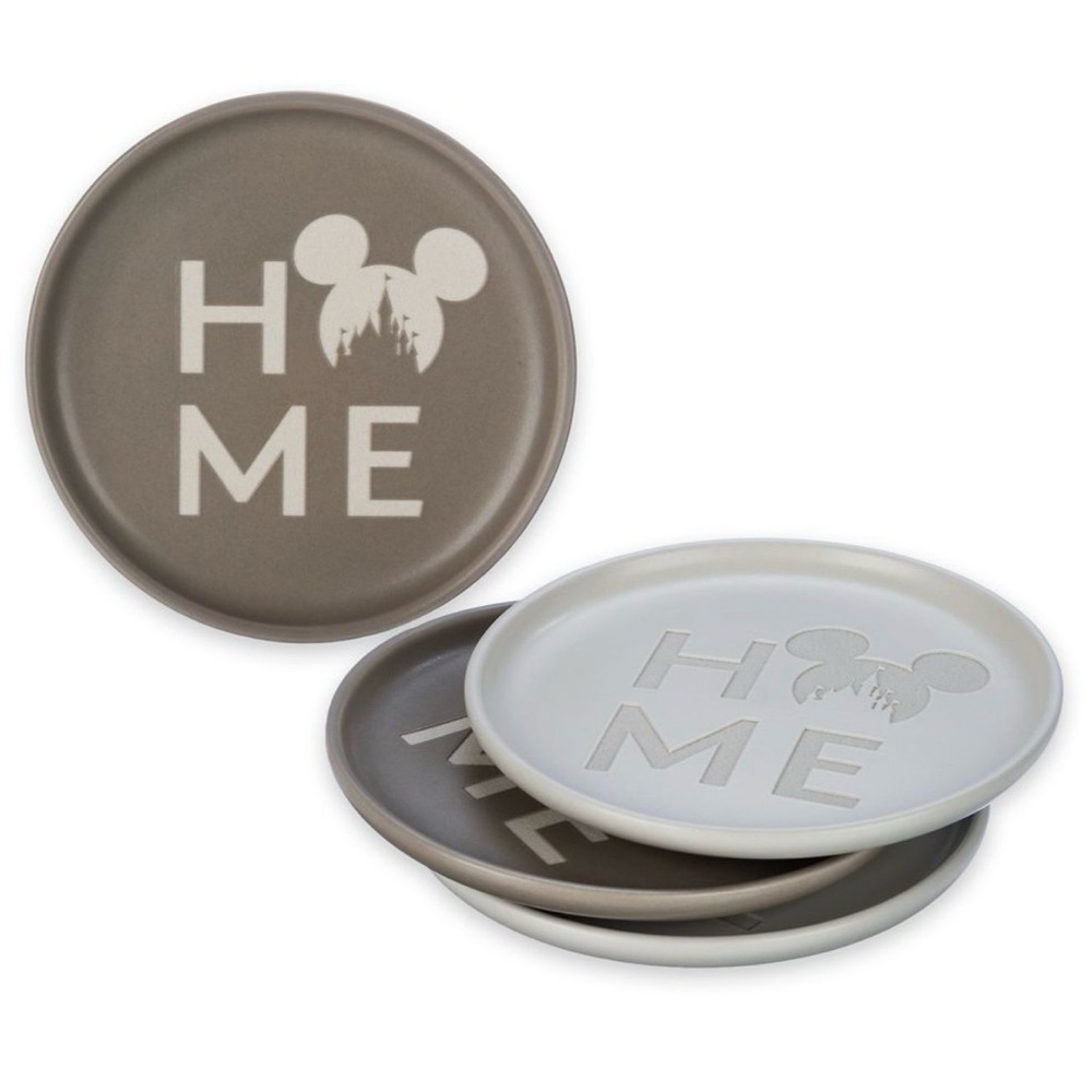 Disney HOME Mickey Castle Stone Gray and White Coasters (Set of 4)